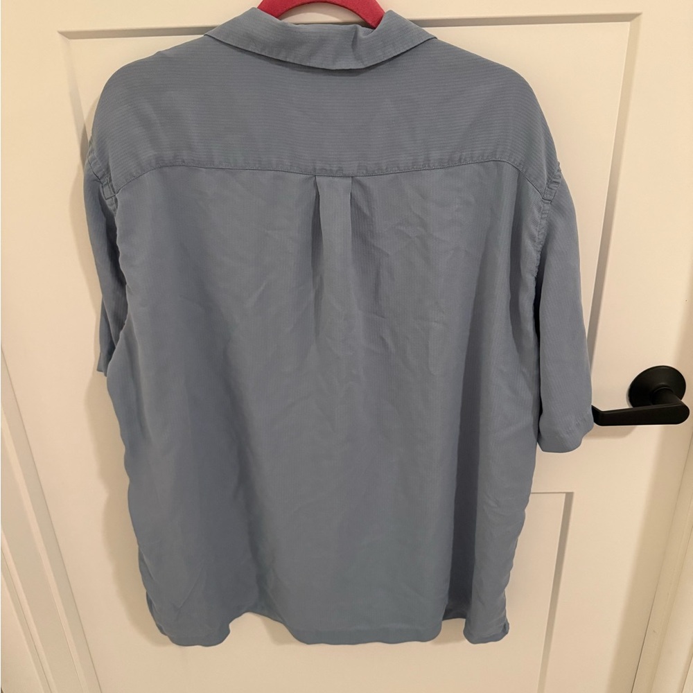 Perry Ellis Men’s 100% Silk Blue Short Sleeve Button Front Shirt Size XXL - Picture 4 of 4